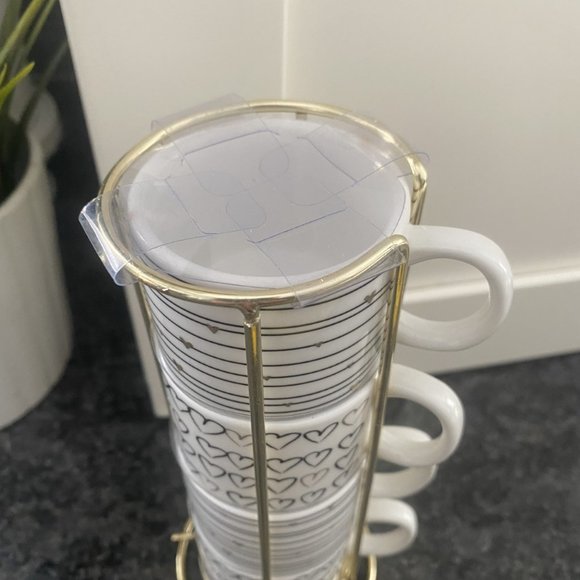 Expresso Coffee Cups White/Gold Set 4 - Picture 4 of 6